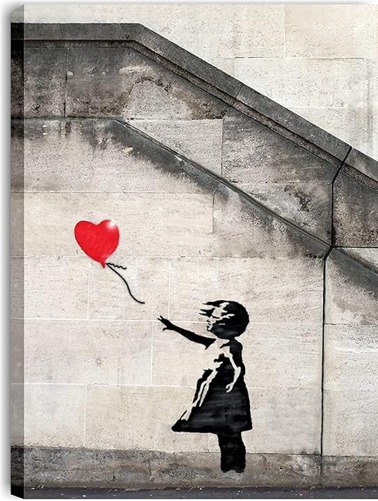 Quadro banksy balloon girl 50 x 70 verticale quadri l&c italia AU1045