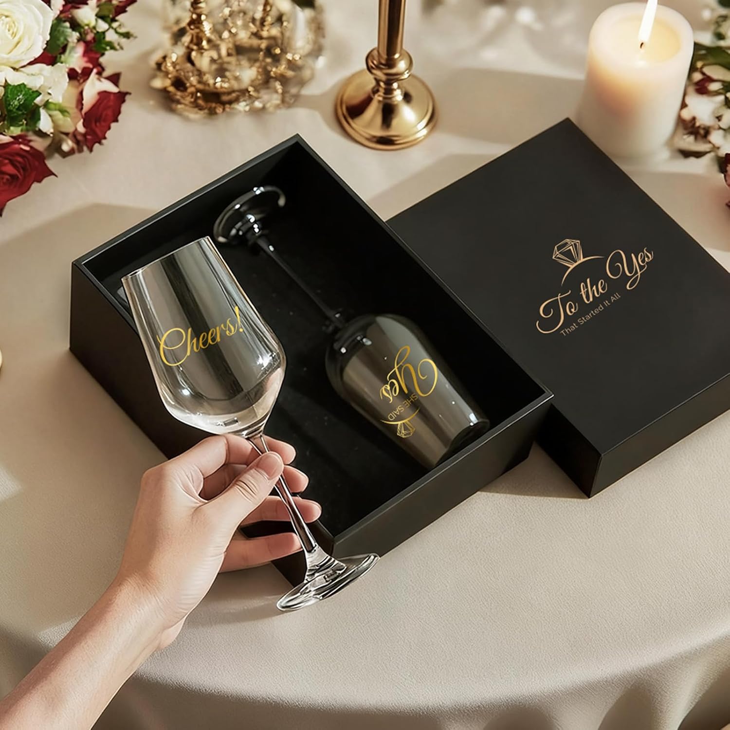 AW BRIDAL Wedding Enagagement Gifts Wine Glasses Set of 2 for Fiance and Fiancee, Bridal Shower Bachelorette Gifts for Bride and Groom to Be, Wine Glass Gift Basket for Newly Engaged Couple 2026