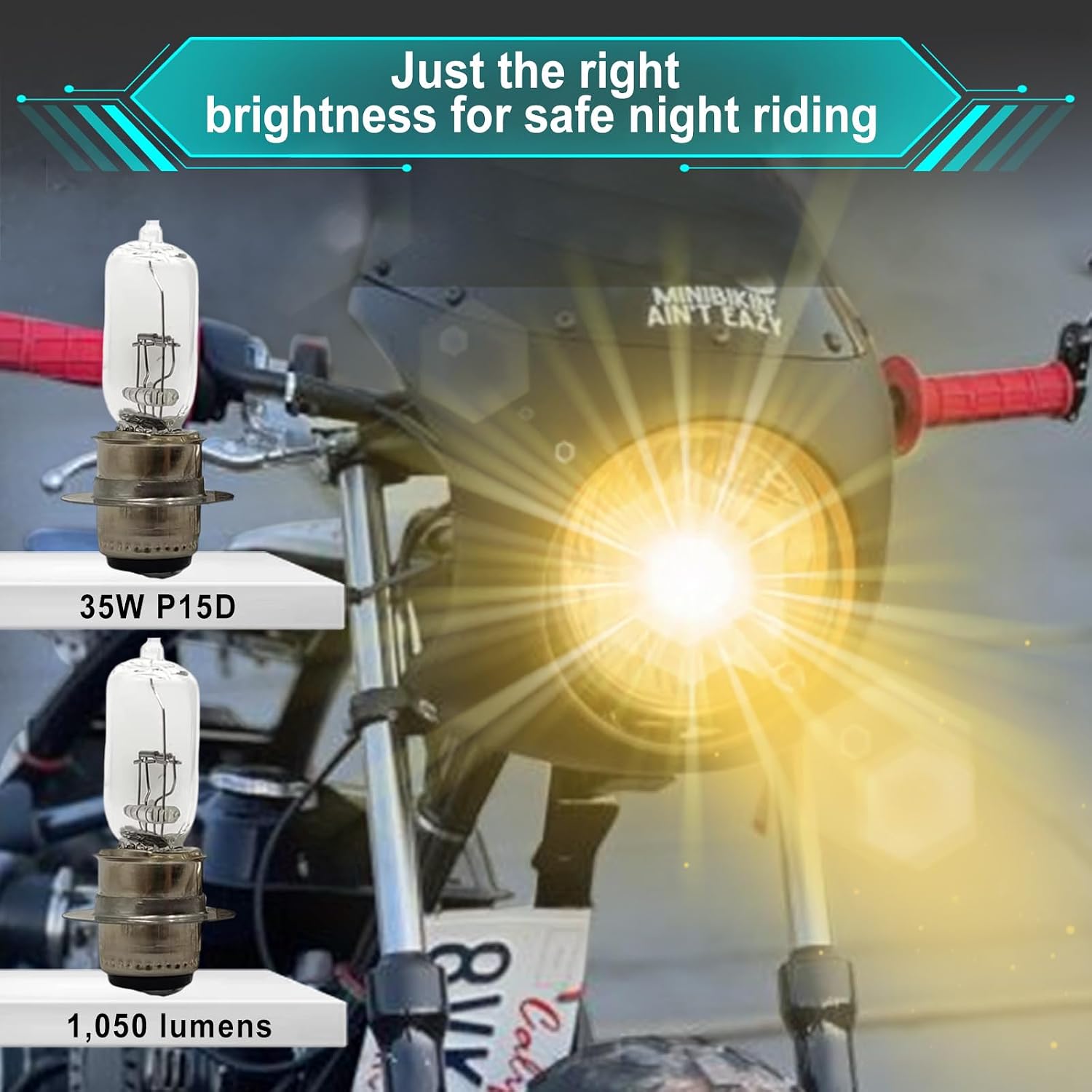 QYMOTO Coleman CT200U EX Light Bulb P15D Halogen Bulb for BT200X CT200U-EXR Axis M200 12V 35W CT200UEX Mini Bike Light (2pcs)