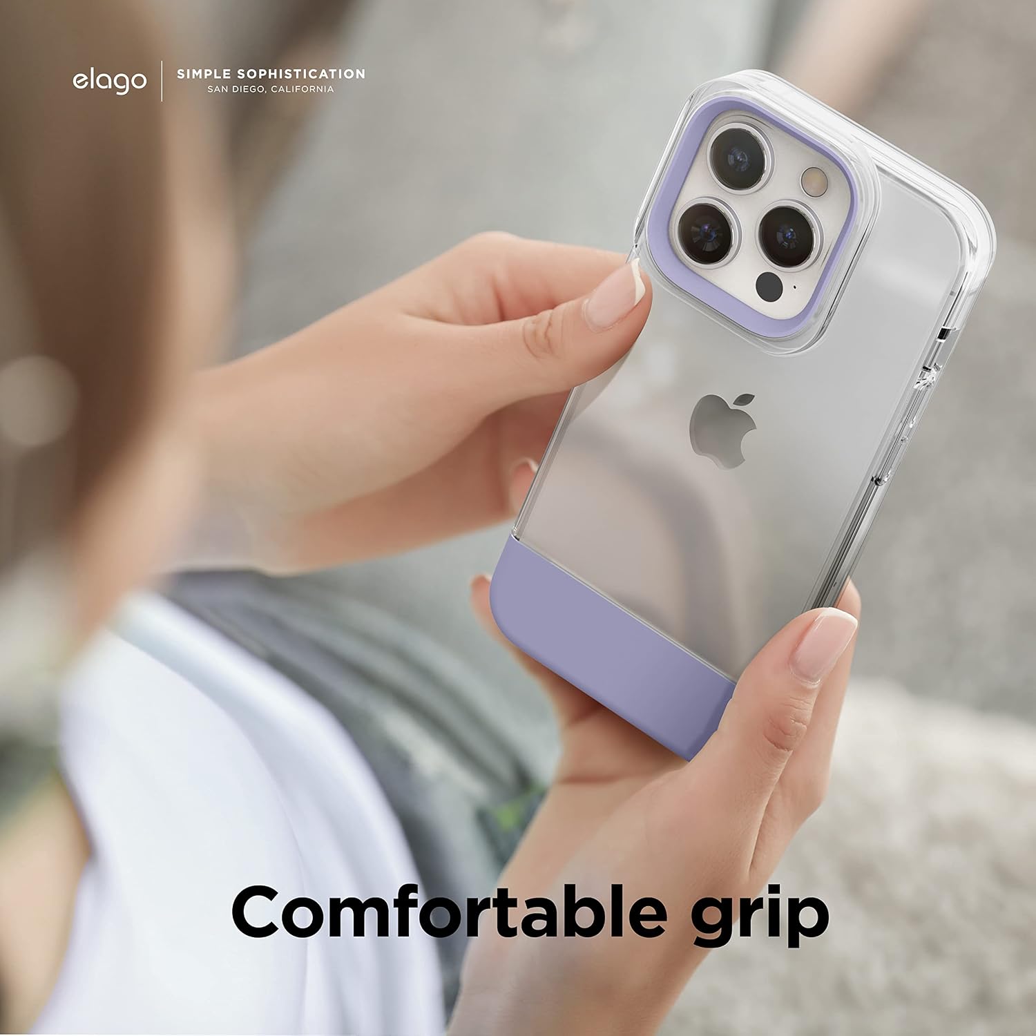 elago Glide Armor Case Designed for iPhone 14 Pro Max Case, Drop Protection, Shockproof Protective TPU Cover, Upgraded Shockproof, Mix and Match Parts, Enhanced Camera Guard [Clear/Purple]