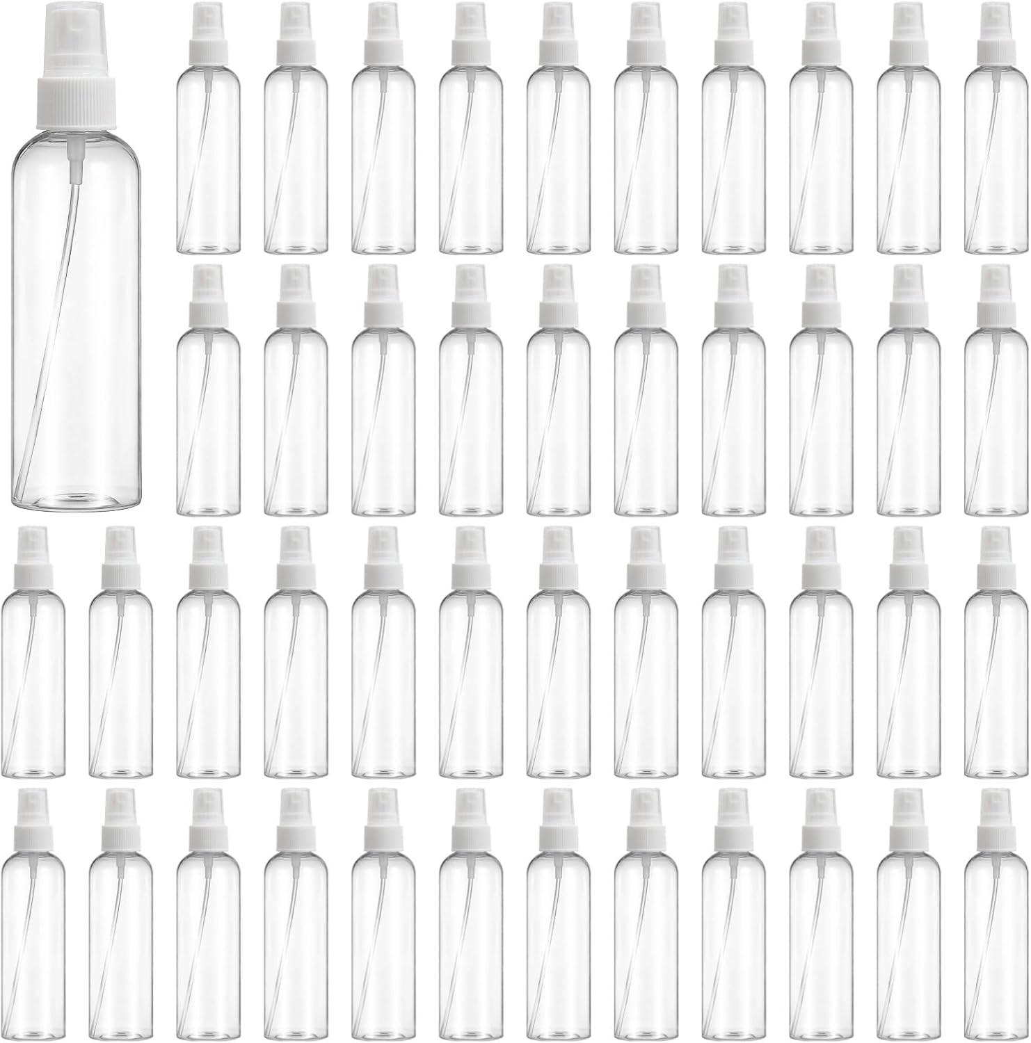OMISTAR 48 Pcs 4 oz Plastic Spray Bottles - 120 ML Travel Size, Fine Mist Sprayers, Ideal for Perfumes, Cosmetics, Cleaning Solutions, and More, Black