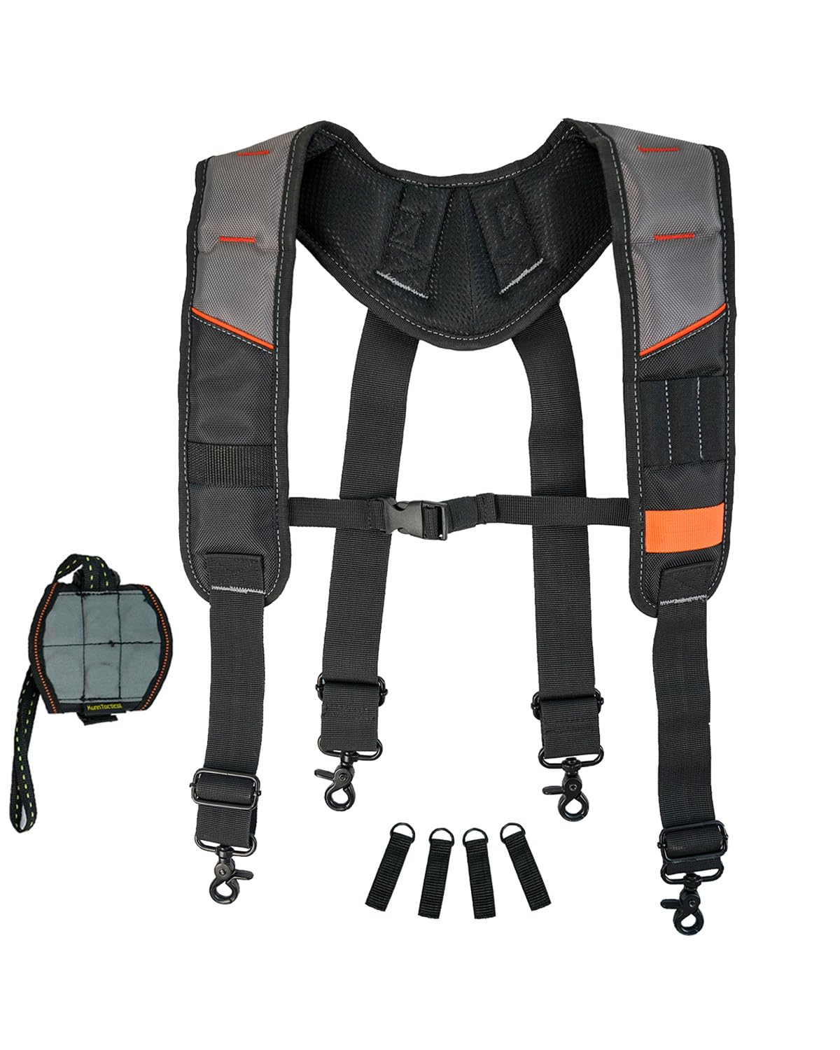 KUNN Tool Belt Suspender with Magnetic Wristband for Framer Carpenter Electrician Tool Belt(Gray Color)