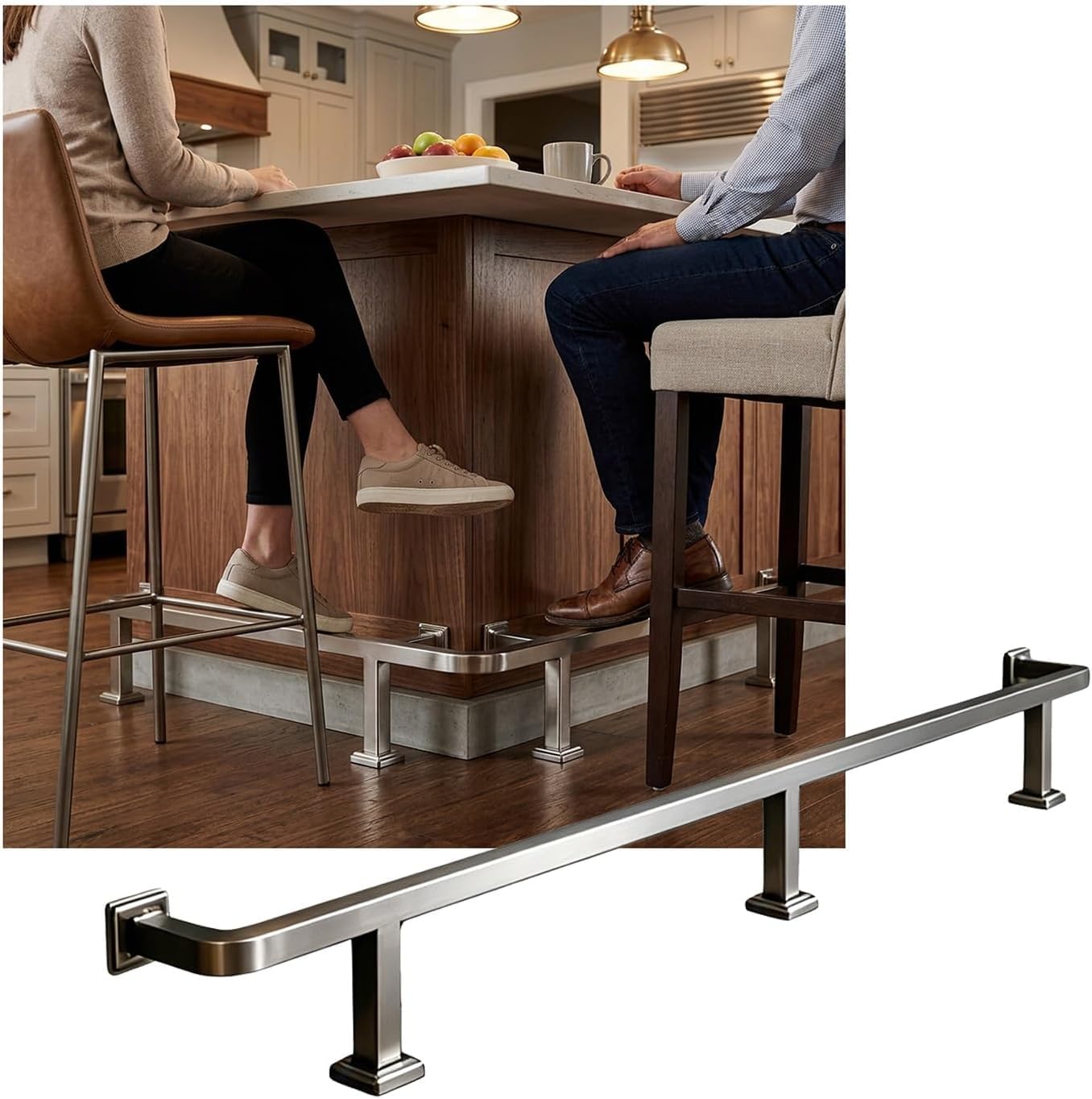 LXXW Bar Foot Rail Bar Foot Rail for Indoor, Kit, Bars Feet Rest for Restaurant Kitchen Library Reception Desk(Silver,4.0M/13.12FT)