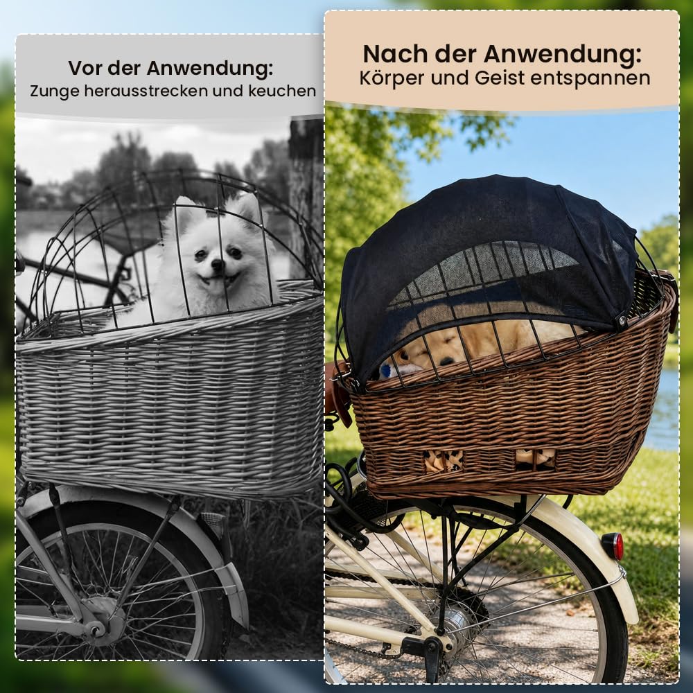 Fahrradkorb Abdeckung Hund, Sonnensegel für Hundefahrradkorb, Fahrradkorb Hund Zubehör mit Atmungsaktiv, Sonnenschützend, Bequem, Leicht & Platzsparend（38 * 60CM）