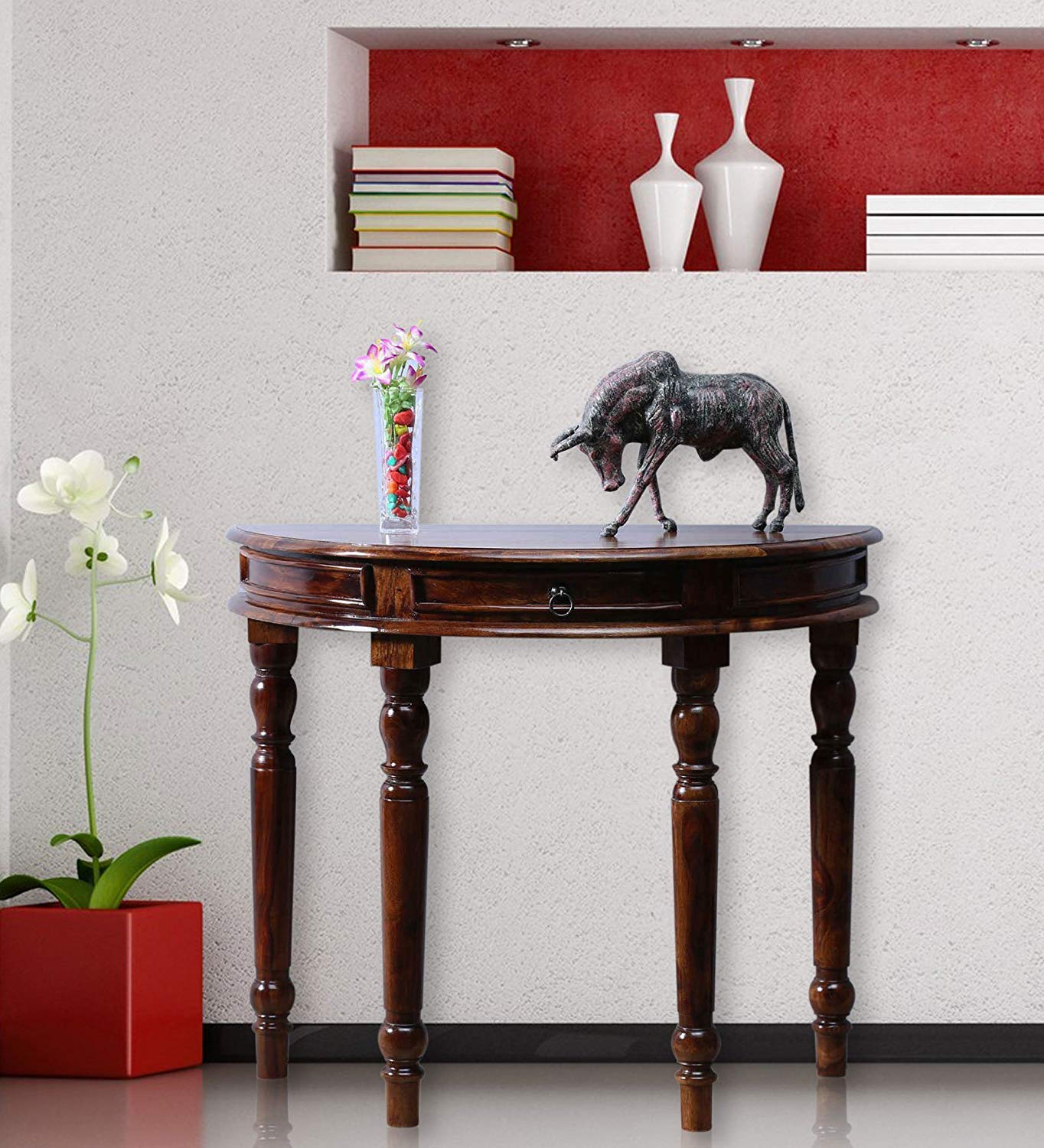 Mp Wood Furniture Solid Sheesham Wood Side Wall Console Table for 