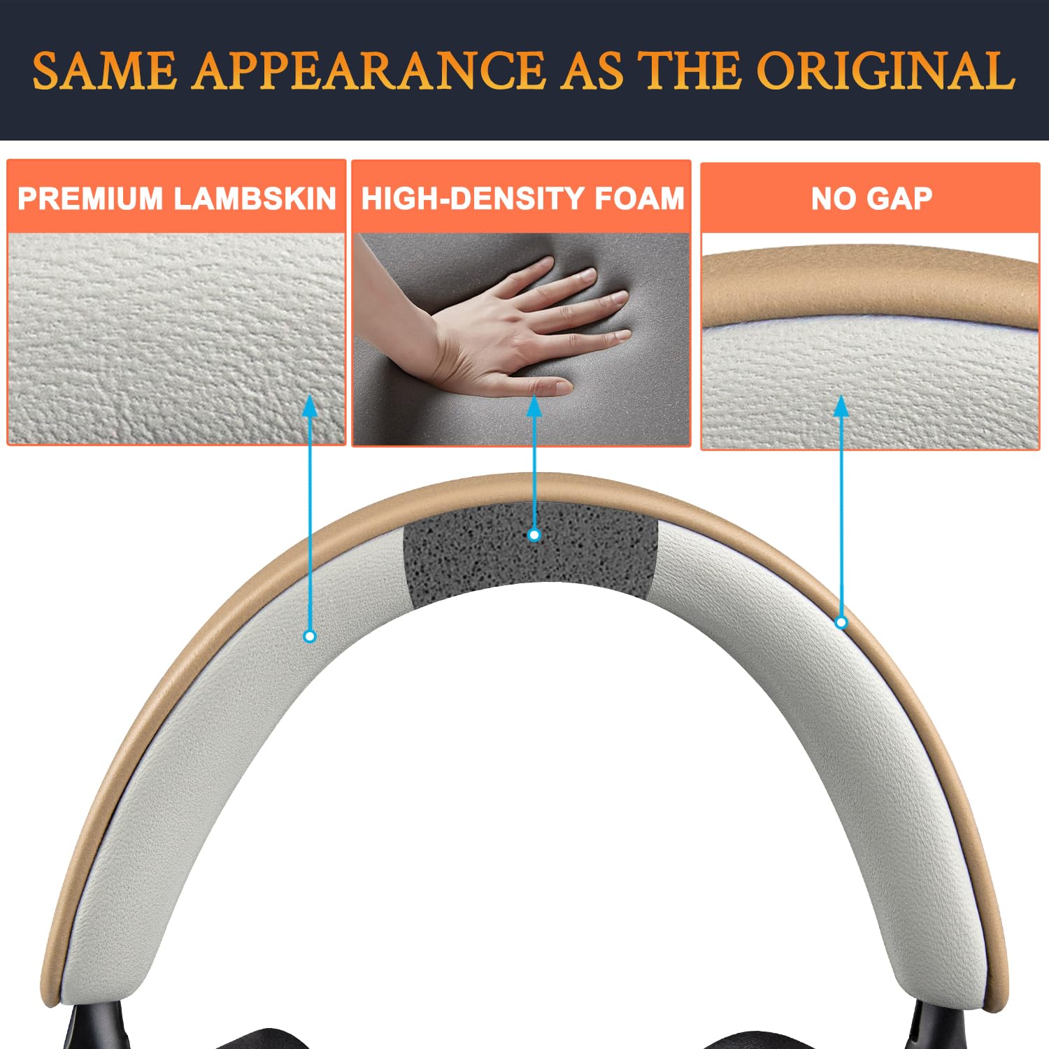 SOULWIT Piel de Cordero Funda de Diadema Superior+Inferior para Bowers & Wilkins PX8/PX7 s2/PX7 s2e (No se Ajustan a PX7) Auriculares, Cascos Diadema Reparación - Marrón
