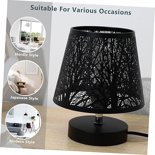 Miniatura 9 de Uonlytech Pantalla de lámpara de sombra de árbol, hierro E27 pequeña lámpara de mesa Hueca hacia fuera pantalla de metal lámpara de estilo moderno
