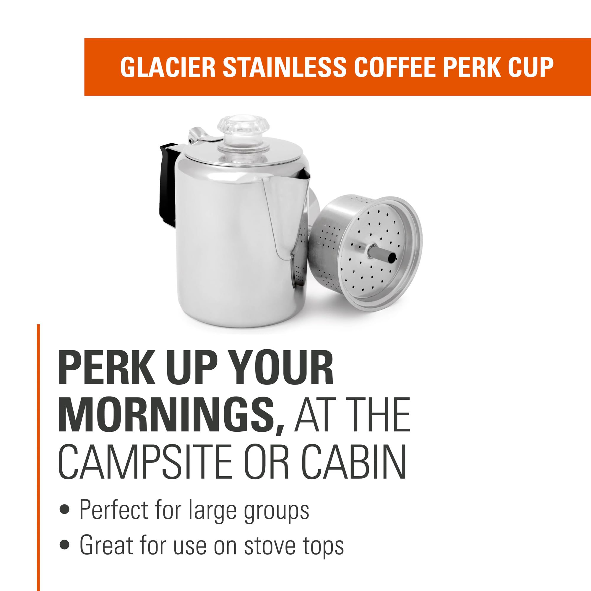 GSI Outdoors GLACIER STAINLESS 3 CUP PERC W/SILICONE HANDLE