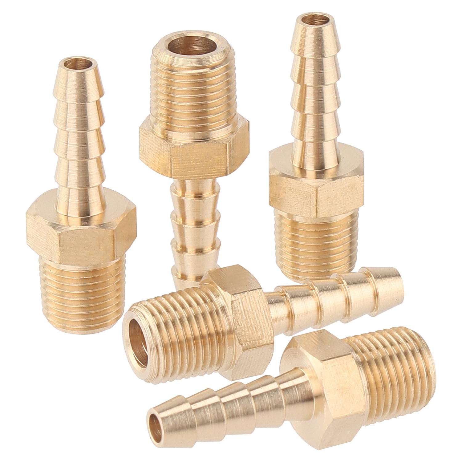 Ltwfitting Men's Pack Of 5 Brass Barbed Fitting Coupler/Connector 1/8-Inch Bspt X 5Mm Hose Barb(Pack Of 5)