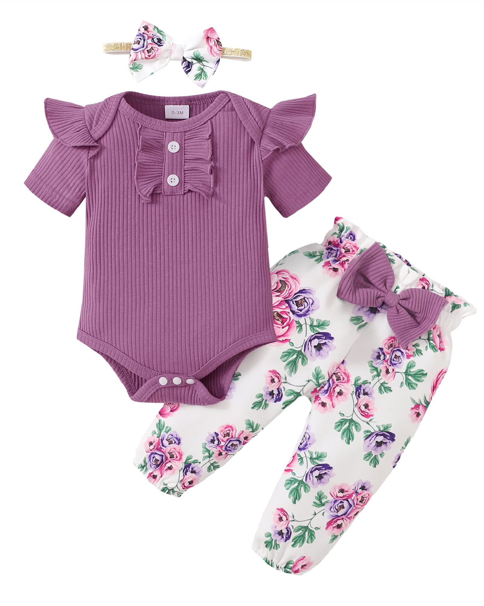 MioglrieBaby Girl Clothes Newborn Infant Clothes Girl Romper Pant Set Toddler Girl Outfits Cute Baby Girls' Clothing