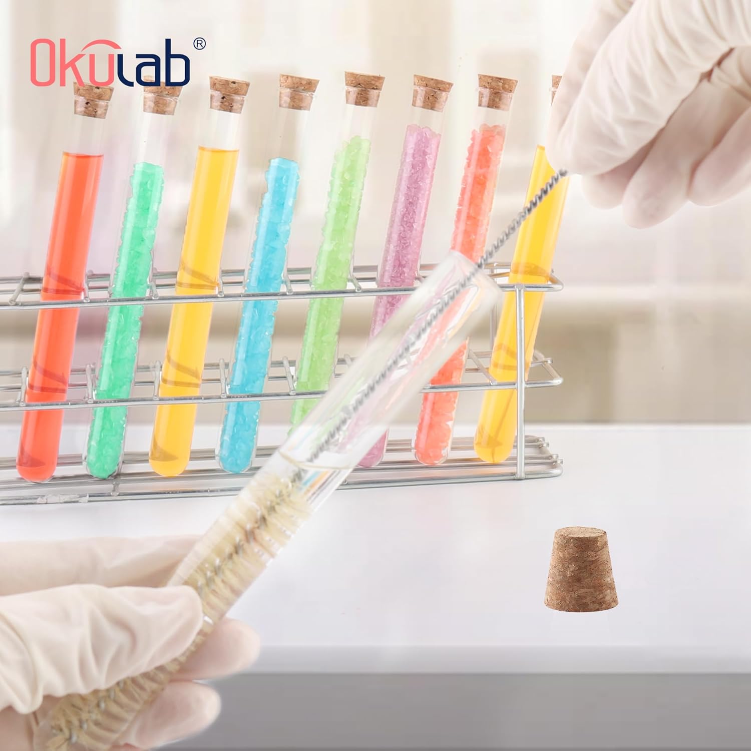 Glass Test Tubes Bulk 50pcs,16ml 20x100mm Test Tube with Cap and Brush, Glass Test Tube for Scientific Plants,TTGS01A50
