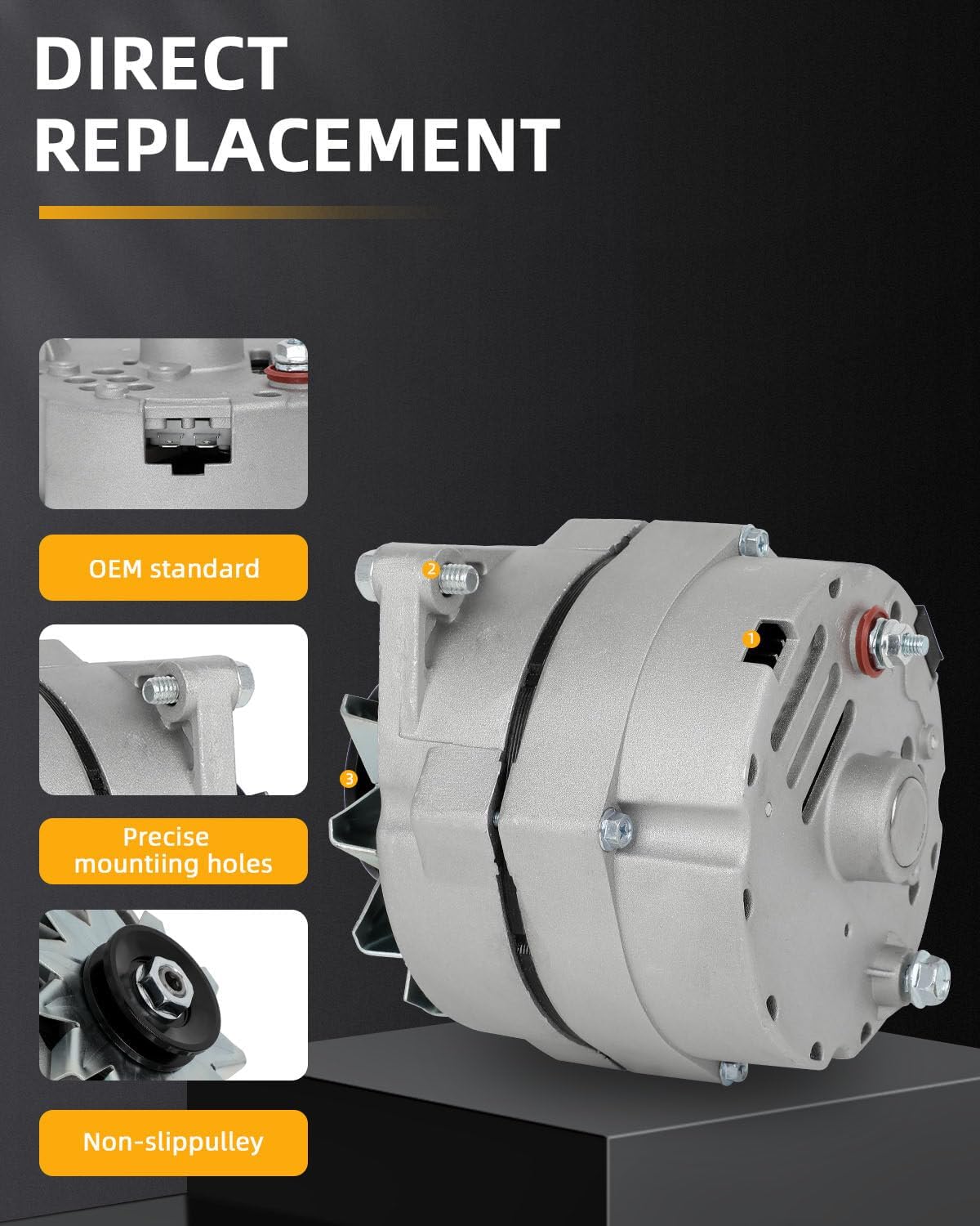 OCPTY Alternator 7127-SE105 Compatible for Chevrolet for Buick, C10 C20 C30 Camaro G10 G20 G30 K10 K20 Camaro and more models 12V 100Amp 1-Groove Pulley Automotive Replacement Alternators