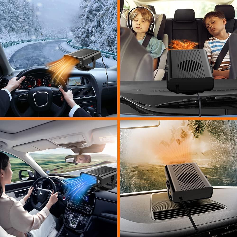 Chauffage de voiture 12V - Ventilateur chauffage de voiture portable d'hiver 150W anti-buée dégivreur chauffage automobile réchauffeur et dégivreur chauffage refroidissement avec