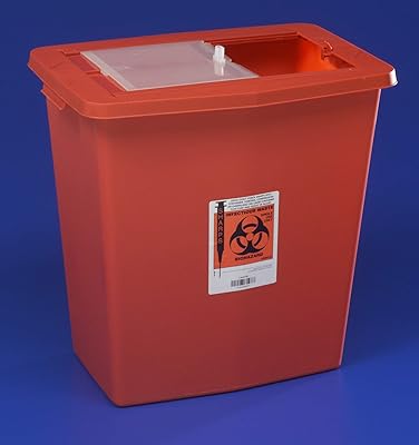 Sharps Container, SharpSafety 1-Piece 26 H X 18-1/4 W X 12-3/4 D Inch 18 Gallon Red Vertical Entry Sliding Lid, 8938 - Case of 5