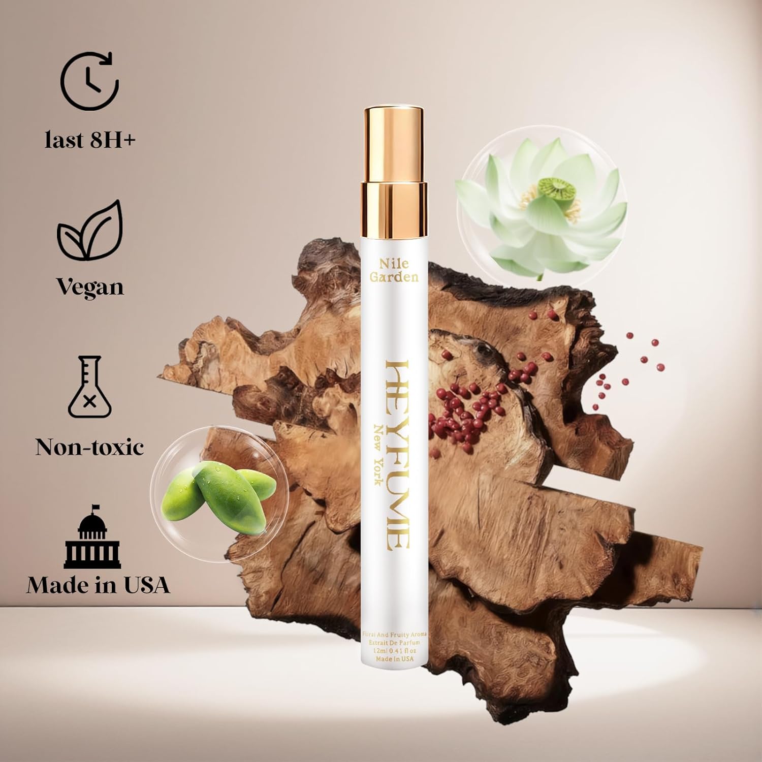 Floral & Fruity Perfume for Women: 0.41oz Premium Eau de Parfum - Grapefruit-Mango-Lotus-Peony-Musk-Cinnamon - Long-Lasting Day & Night Travel Size Gift for Her - Image 2