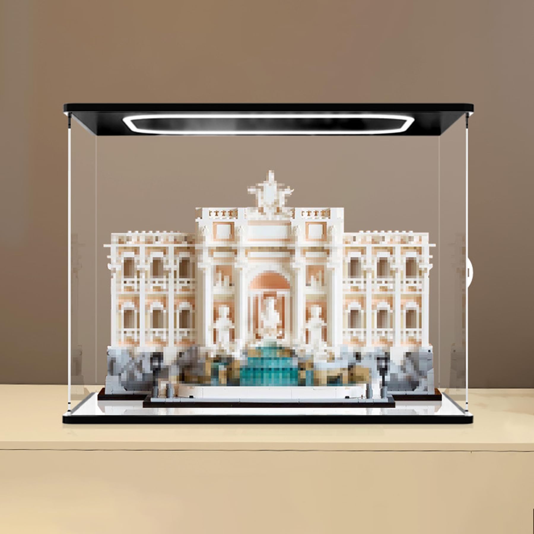 XNSHENGXAN Applicable to Lego 21062 Trevi Fountain Acrylic Display Box(15.7*7.8*11.8in), Display Cases for Collectibles, Sturdy Protection for Your Collectible,Mirror+Light