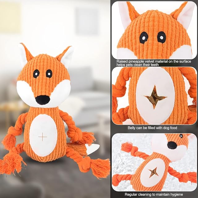 Foto 7 de 8 de BINYI Juguete de Peluche para Perro Juguete Chirriante Interactivo para Perros Indestructible Juguetes…