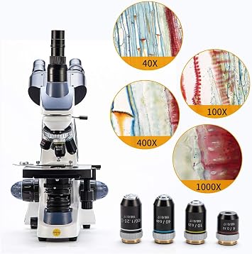 SWIFT SW380T 40X-2500X,Trinocular Compound Lab Microscope with Double Layer Mechanical Stage,Siedentopf Head, Wide-Field 10X/25X Eyepieces