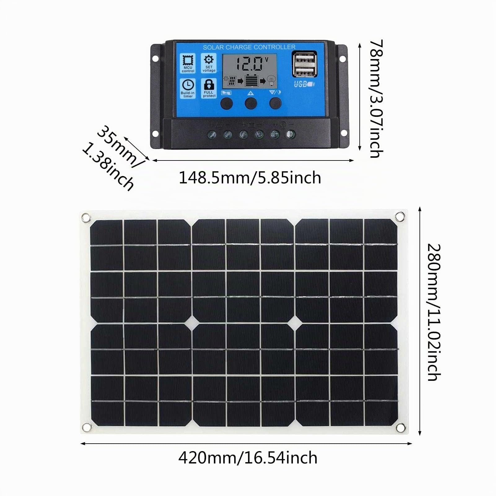 De Energía Solar | Kit De Inicio De Paneles Solares Con Inversor Y Paneles Solares | Módulo fotovoltaico Monocristalino De Alta Eficiencia Para El Hogar, Camping, Barcos, Caravanas,