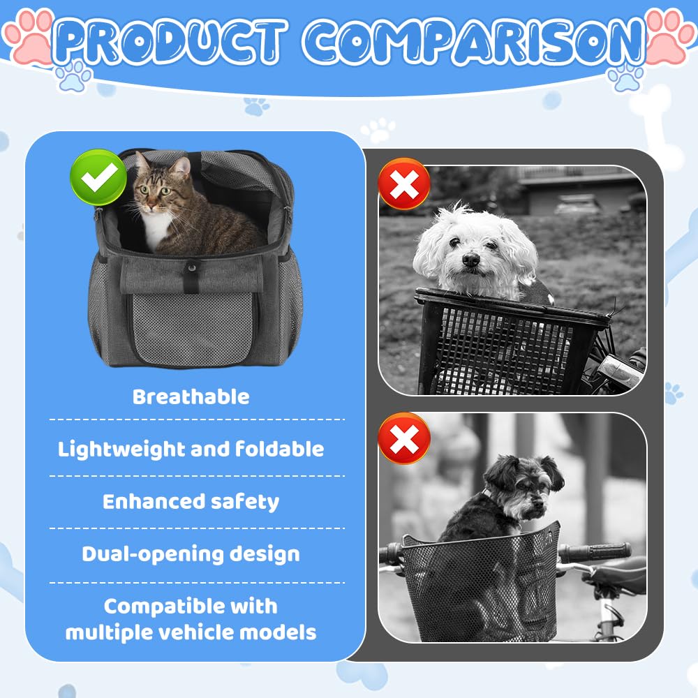 Cesta Bicicleta Delantera para Perro, NAVESO 2 en 1 Cesta Bici con Adaptador para Manillar, Multiusos Plegable Canasta de Bicicleta de hasta 5 kg para Mascotas Pequeñas y Medianas