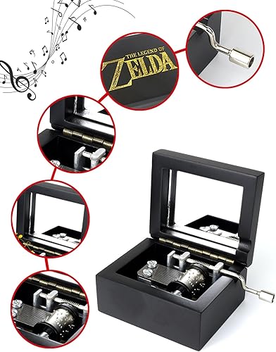 Vista 63 de ROSIKING Wooden Music Box Hand Crank Classic Musical Boxes Christmas Birthday Valentine's Day Gifts Plays Howl's Moving Castle-Merry Go Round of