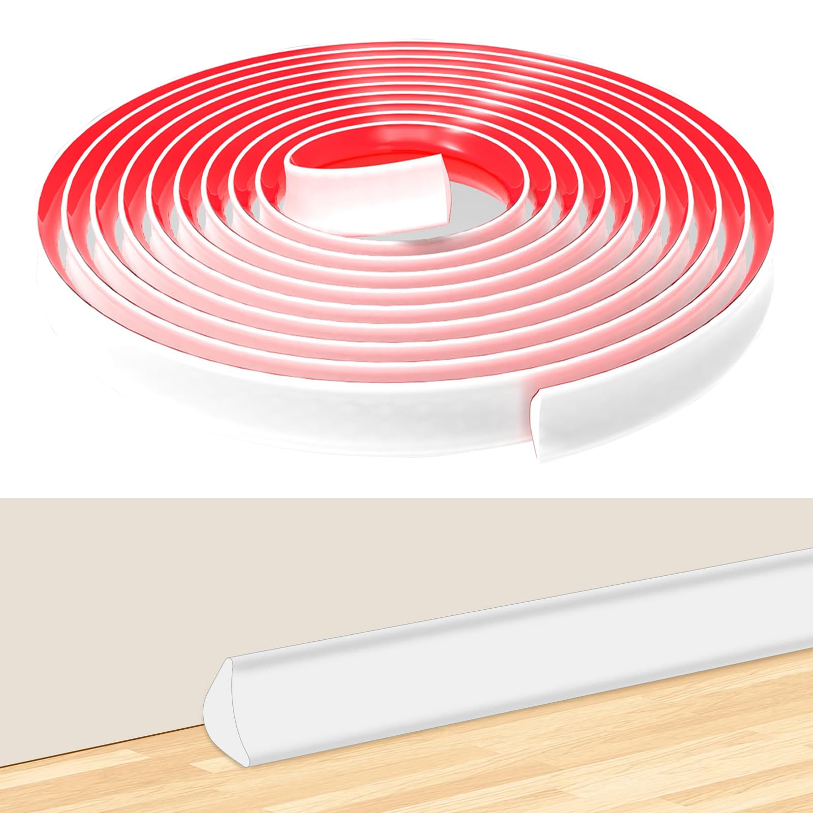 Lifuncren Clear Pvc Quadrant Trim, Self Adhesive 8 Meters Plastic Wall Corner Edging Strip, Tpe Skirting Board Trim, Moulding Trim, Caulk Strip For Laminate Flooring, Wall, Ceiling, Cabinet (12Mm*9Mm, 8M)