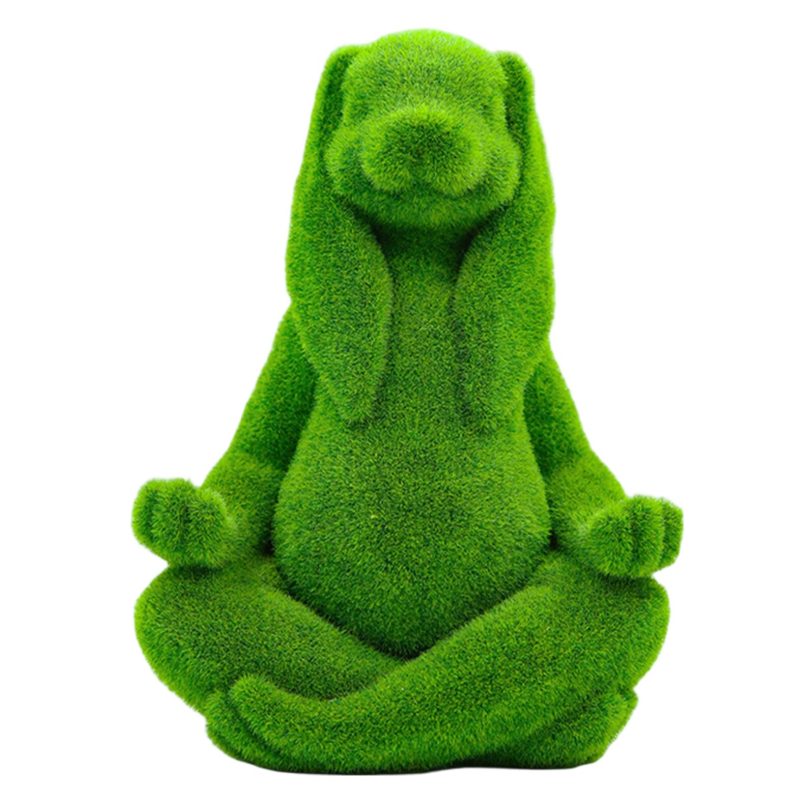 YARNOW Figurine de Lapin Méditant Floquée Verte en Résine, Décoration de Table Zen pour Intérieur et Jardin, Statue Lapin Assis, Ornement de Pâques, Accessoire Décoratif Printemps