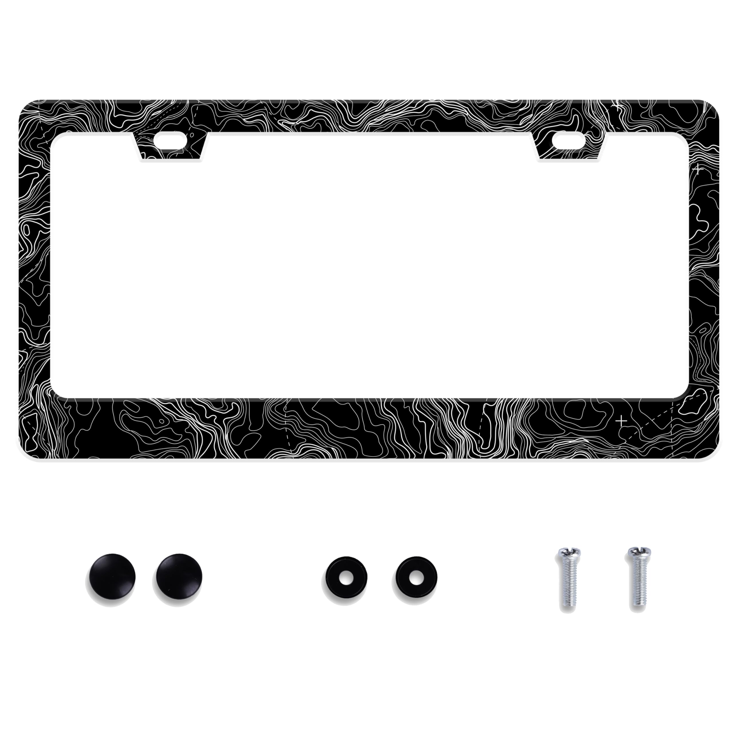 UNINDREM Topographic Map Stainless Steel License Plate Frame