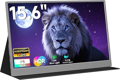 Miniatura 15 de AYY Monitor portátil para portátil de 15 pulgadas, FHD 1080P USB-C HDMI, monitor de viaje externo para computadora, segunda pantalla, HDR IPS,
