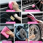 Voiture sans fil à vide rechargeable, 8000PA Nettoyant à vide portatif haute puissance avec 17PCS Kit de nettoyage de voiture, Pink Auto Accessoires pour femme cadeau