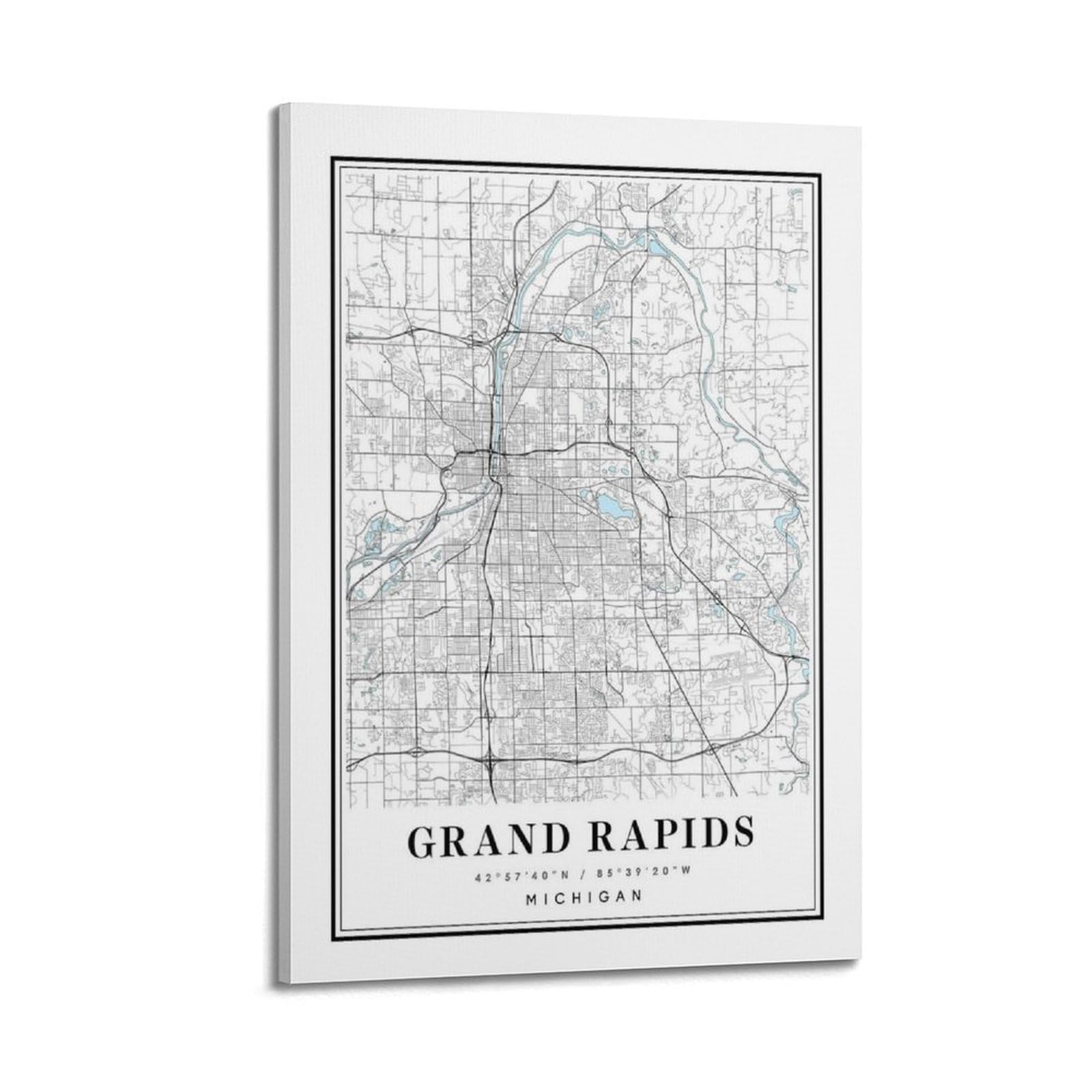 xiaoxiaoshen Grand Rapids Michigan Map Canvas Poster Wall Art Prints Room Aesthetic Murals Bedroom And Living Decorations 20x30inch(50x75cm)