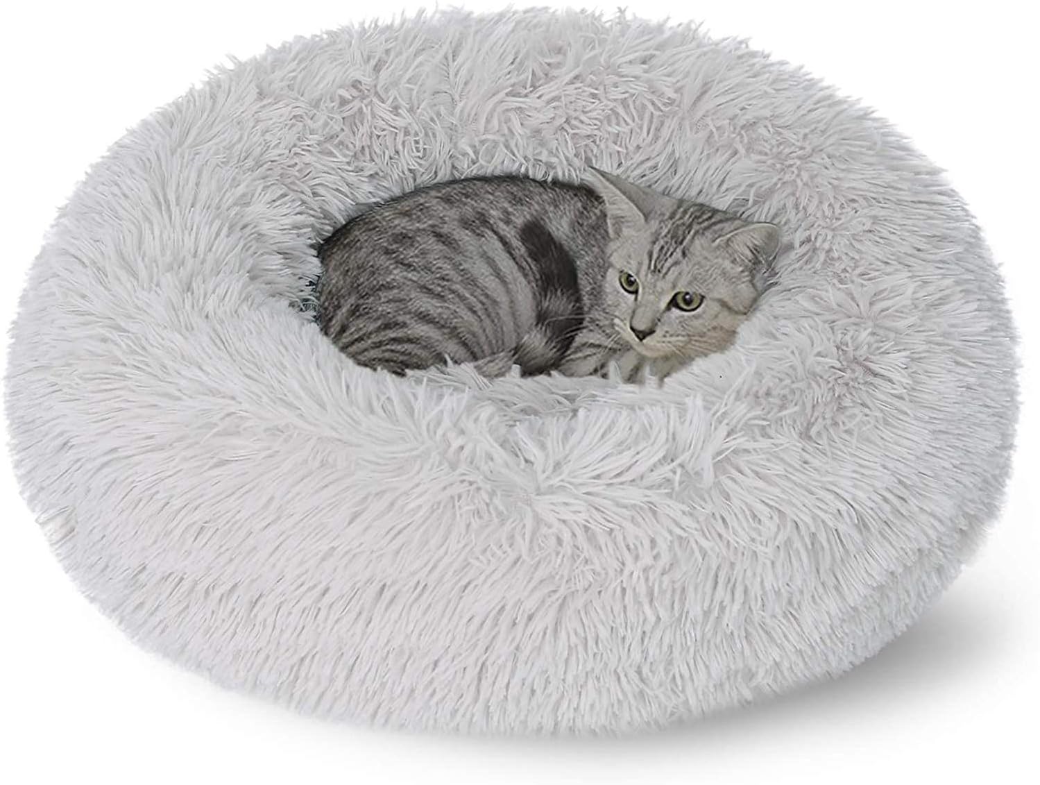 Dog Bed Cat Beds Donut，Soft Plush Pet Cushion，Calm Pet Bed, Comfortable Fur Donut Pillow, Improved Sleep for Cats (Multiple Sizes)…