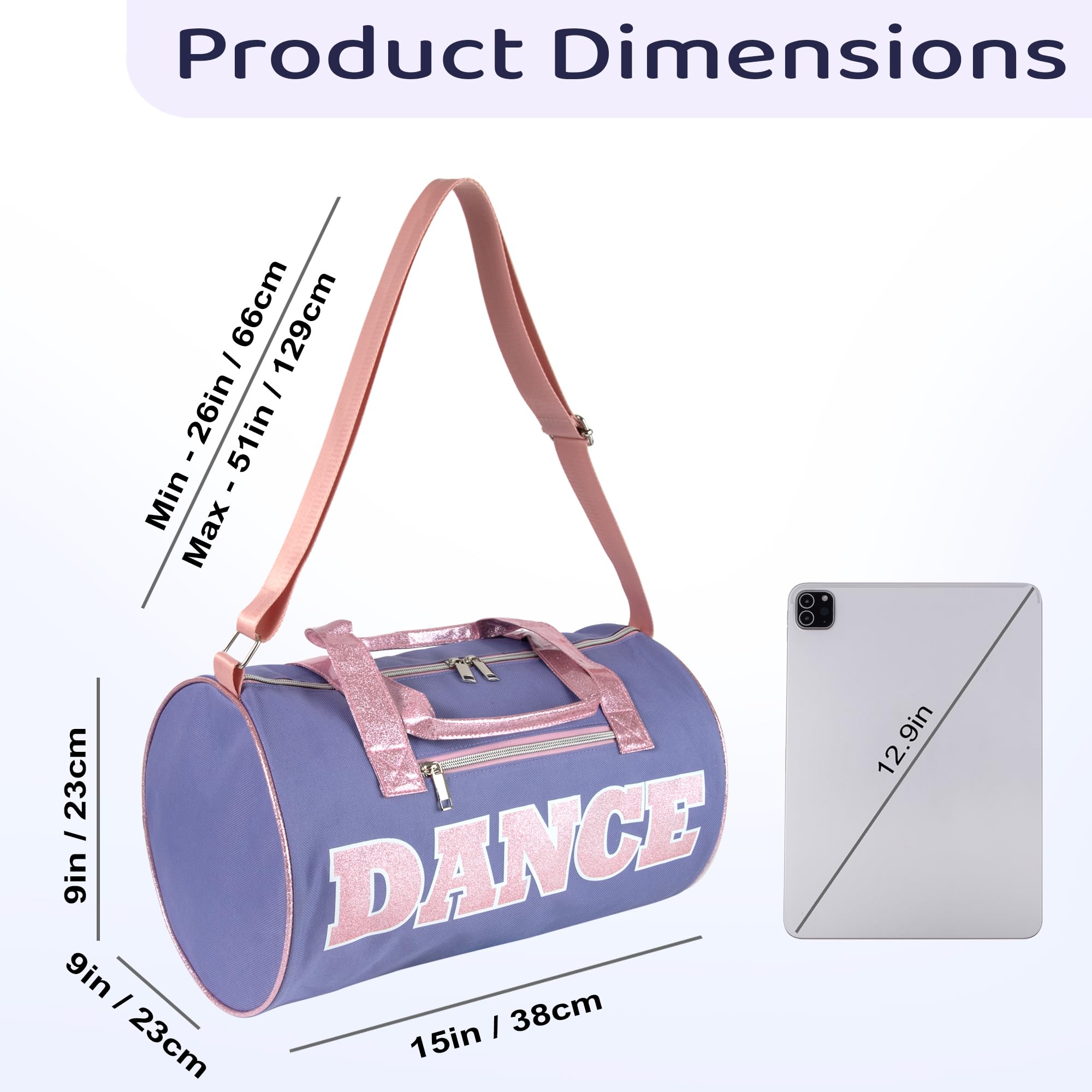 Bolsas de lona de baile para bailarines, niñas, adolescentes y atletas estudiantes, bolsa de lona divertida para entrenamiento de baile para niñas y niños, Púrpura/Rosado, Bolsas de equipaje 5