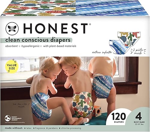 The Honest Company - Box Super Club pañales conscientes limpios tinte de corbata para  Corte de cactus tamaño 4 120 cuentas el embalaje puede variar