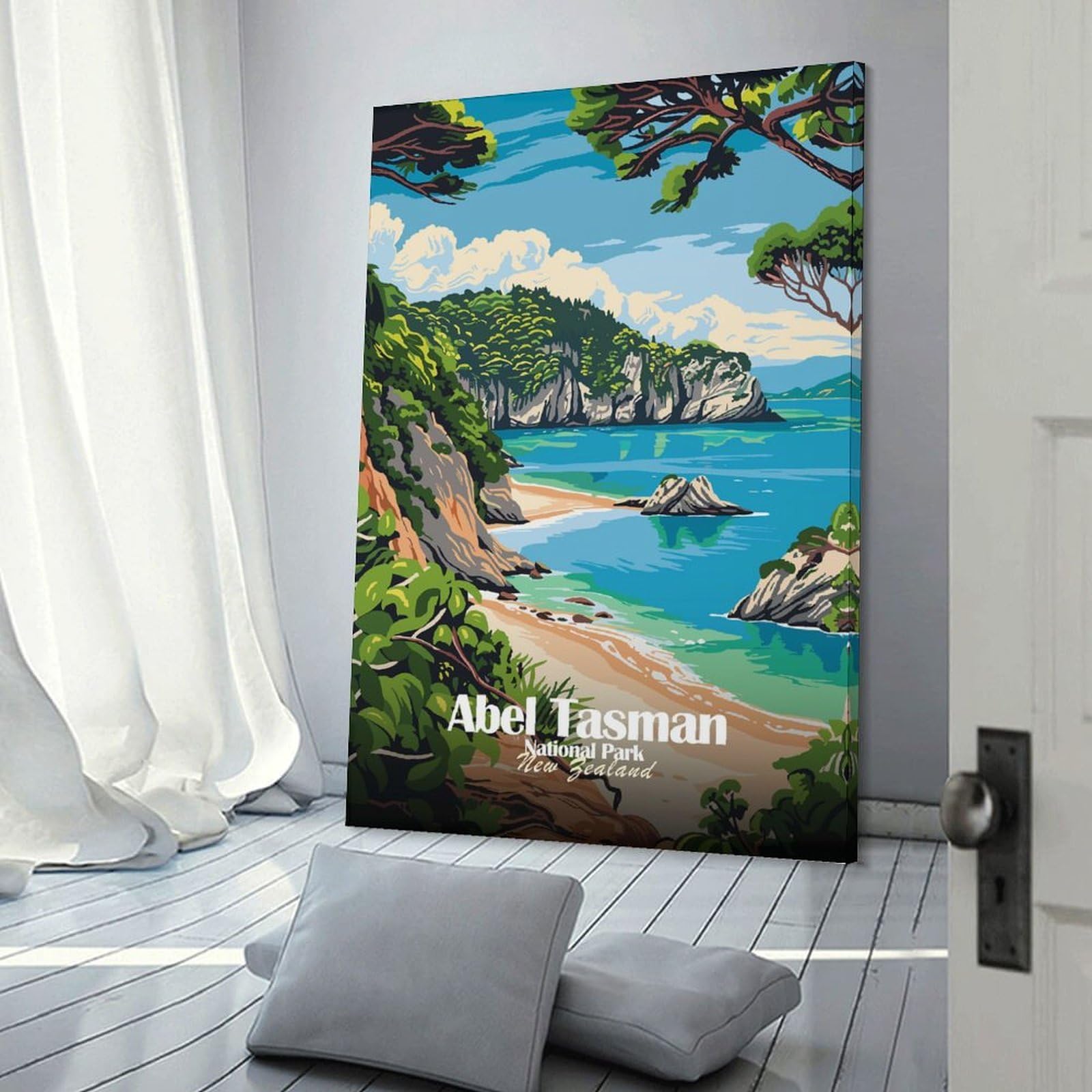 Junmoney Abel Tasman National Park Hanging Wall Art 12x18inch(30x45cm), for New Homes, Bedrooms Or Workspaces, Thoughtful Wall Decor for Art Lovers