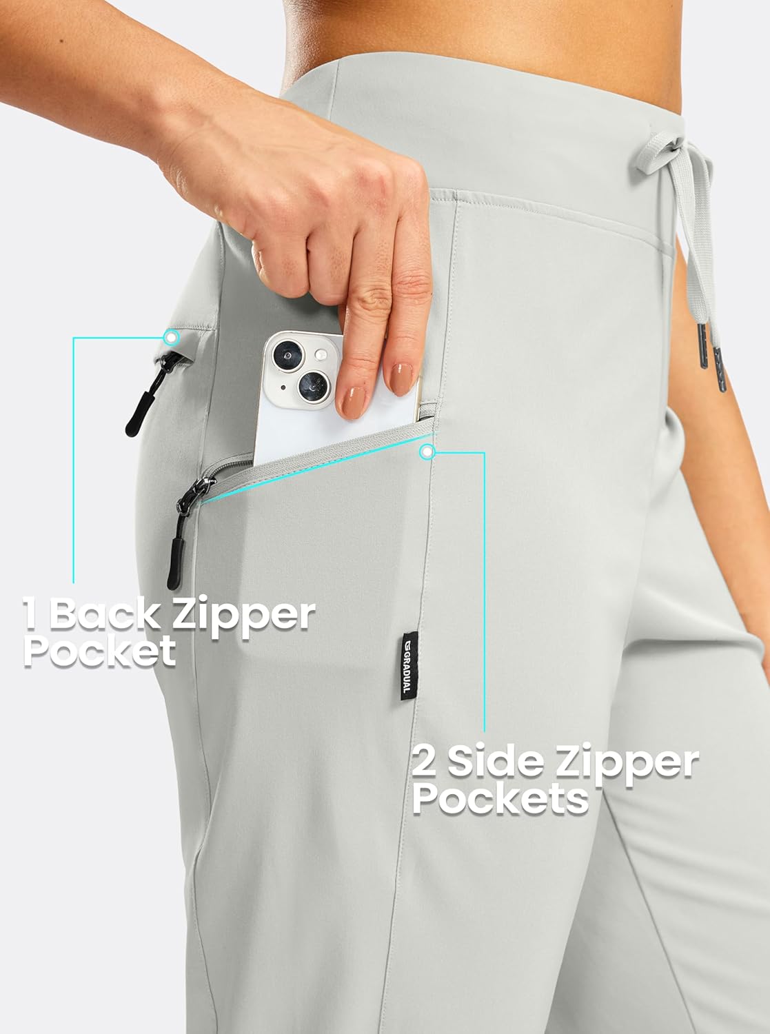 G GRADUAL Women's Capri Pants with 3 Zipper Pockets Lightweight Quick Dry Hiking Travel Capris Pants for Women Casual Summer - Image 4