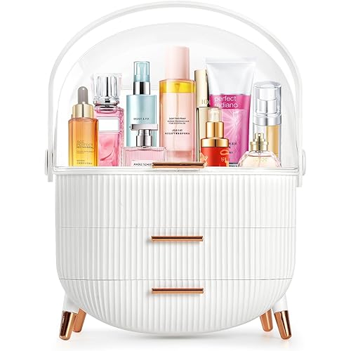 MASSY Egg Shape(Oval) Makeup Storage Box, Countertop Portable Vanity Cosmetics Organizer Preppy