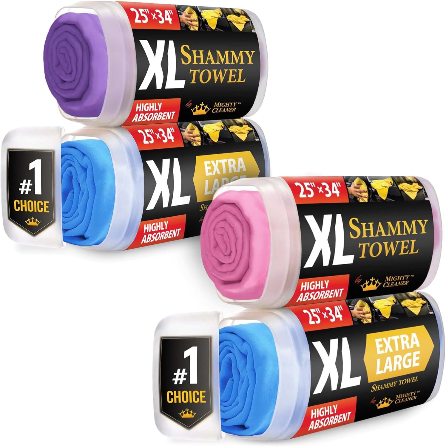 Save 10% on Premium Shammy Towel for Car - 4 Towels - XL Size - (34”x 25”) - Super Absorbent Chamois Cloth for Car - Scratch-Free Car Shammy Towel - Leaves No Streaks and Spots - Reusable