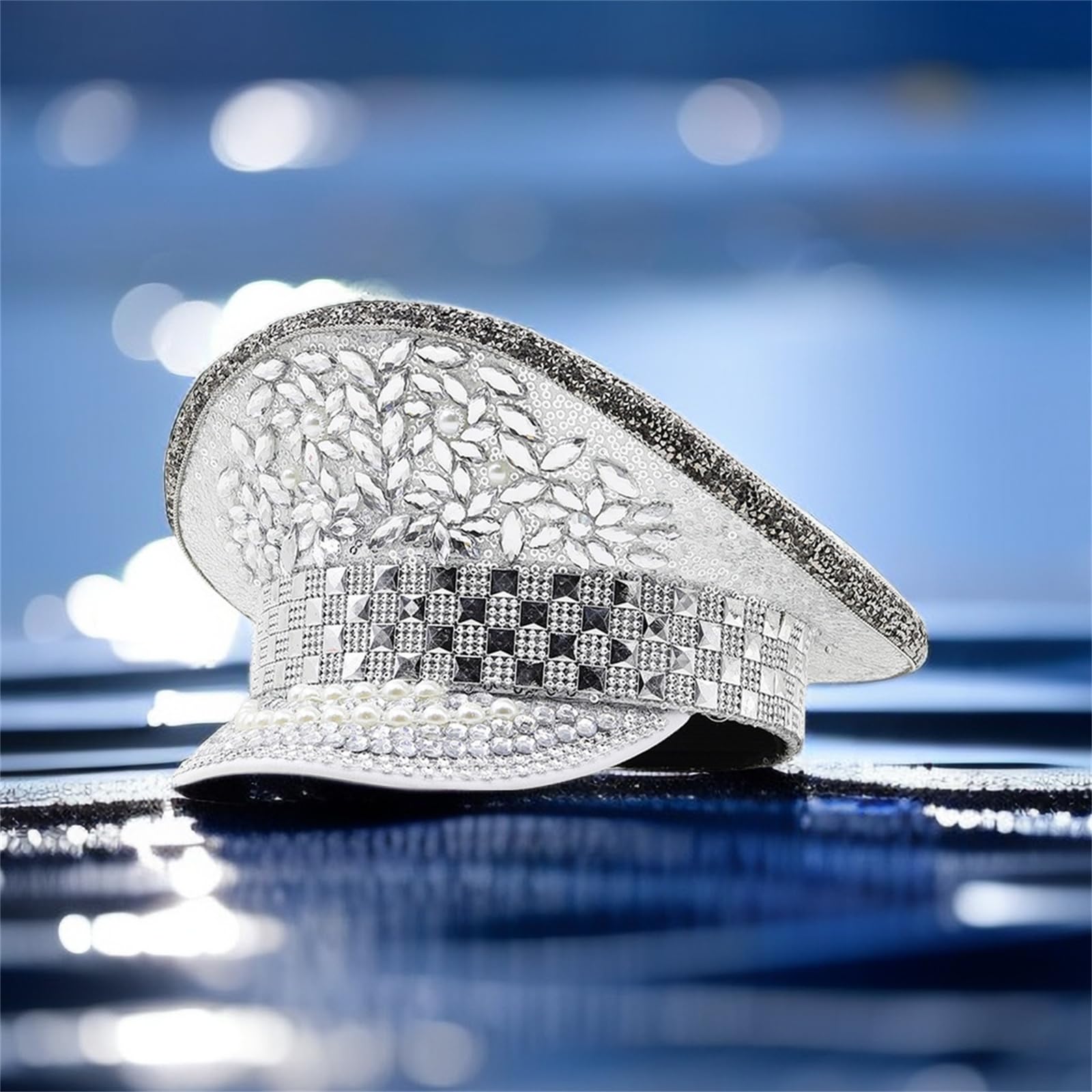Chapeau haut-de-forme marin avec rivets cloutés à gros bords pour jeunes adultes fête à thème musique festival séance photo accessoires fête