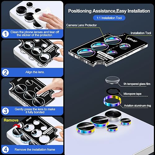 Vista 69 de para Samsung Galaxy Z Flip 7 Protector de Lente de Cámara, Cubierta de Lente de Vidrio Templado con Anillo de Metal Individual, [Fuerte Adhesión] 1