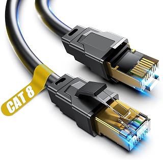 VABOGU Cat 8 Ethernet Cable 6FT - 40Gbps 2000MHz Heavy Duty 26AWG Shielded RJ45, Gold Plated, Indoor Outdoor Network Cable