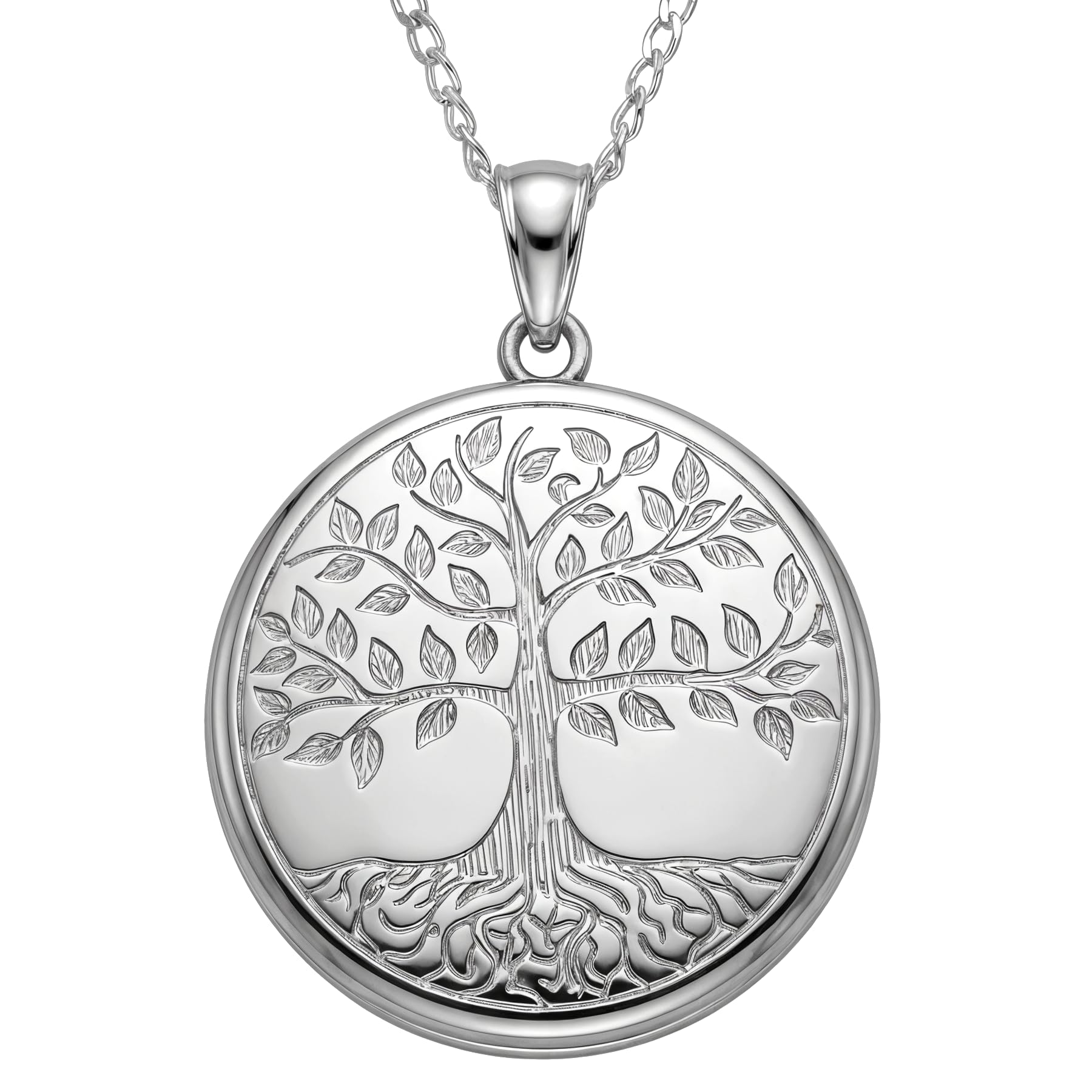 Alexander Castle Collier Médaillon Arbre de Vie en Argent Sterling 925 pour Femmes et Filles - Médaillon 2 photos - 22 mm - Chaîne en Argent de 45 cm - Coffret cadeau