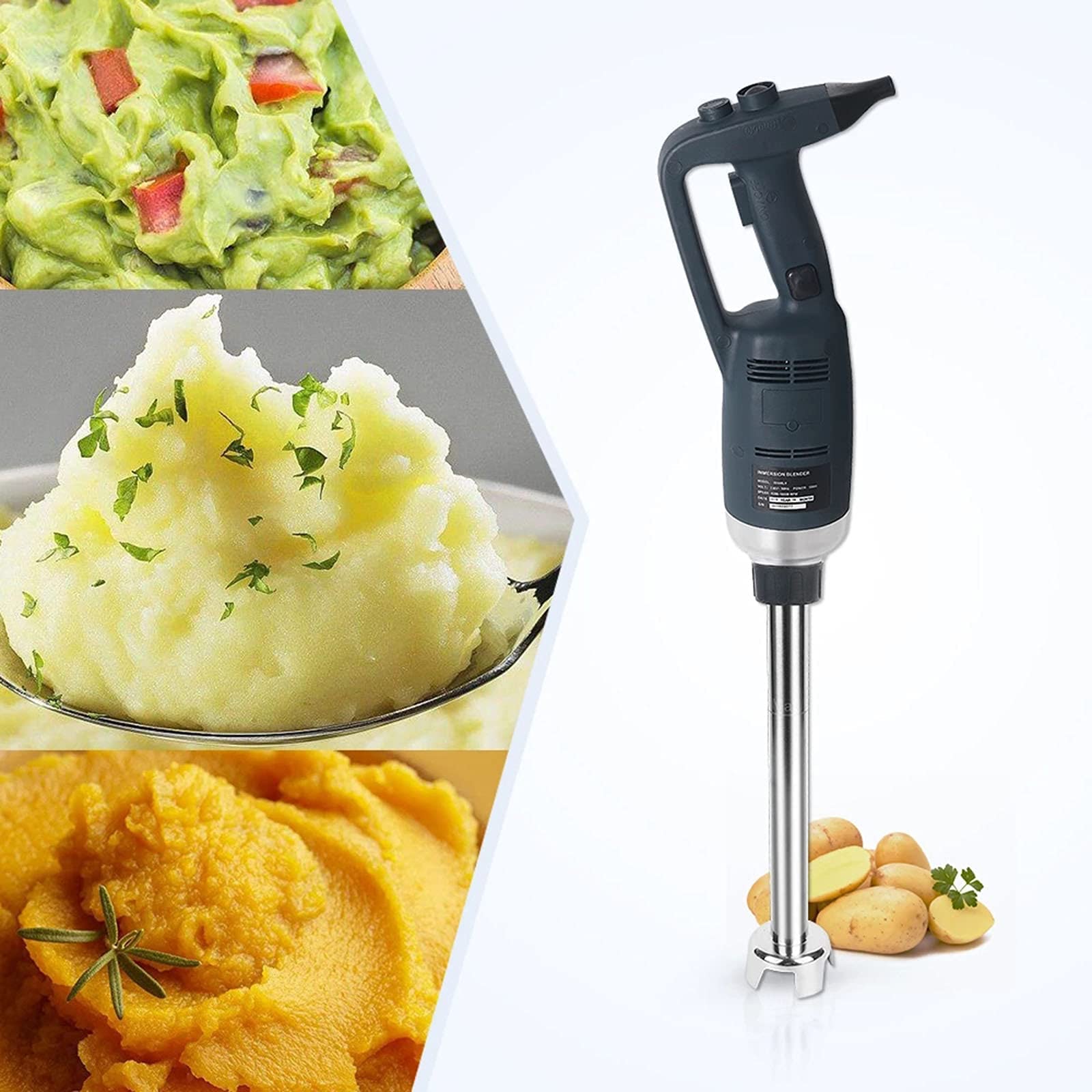 Hand Blender Stick Immersion Mixer, Frullatore a Immersione Professionale con Controllo Continuo della velocità, Funzionamento a Un Pulsante, Frullatore Elettrico per P 35cm Whisk + 25cm Mixing Blade