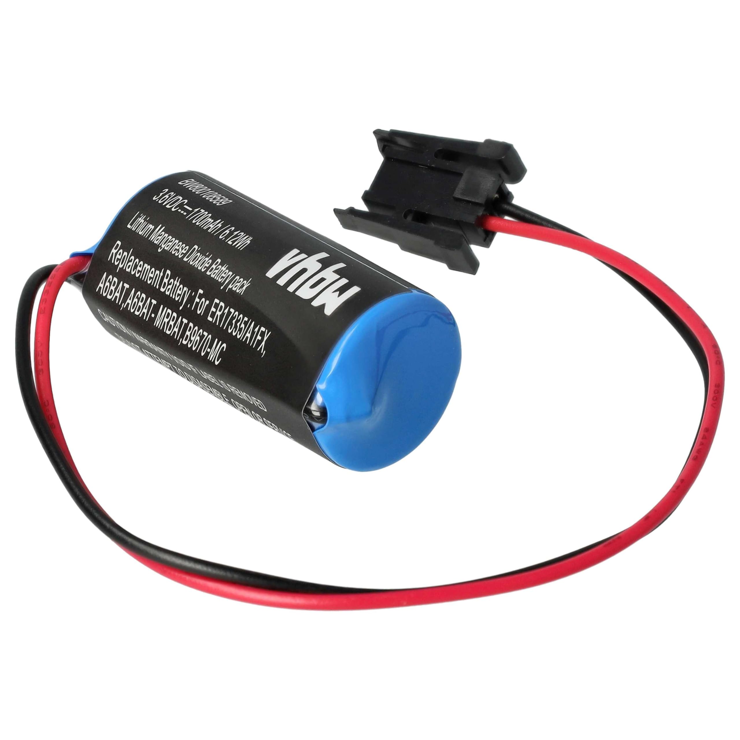 vhbw 10 x bateria zastępuje Mitsubishi B9670-MC, A6BAT, A6BAT-MRBAT, do sterowania przemysłowego (1700 mAh, 3,6 V, litowo-jonowy)