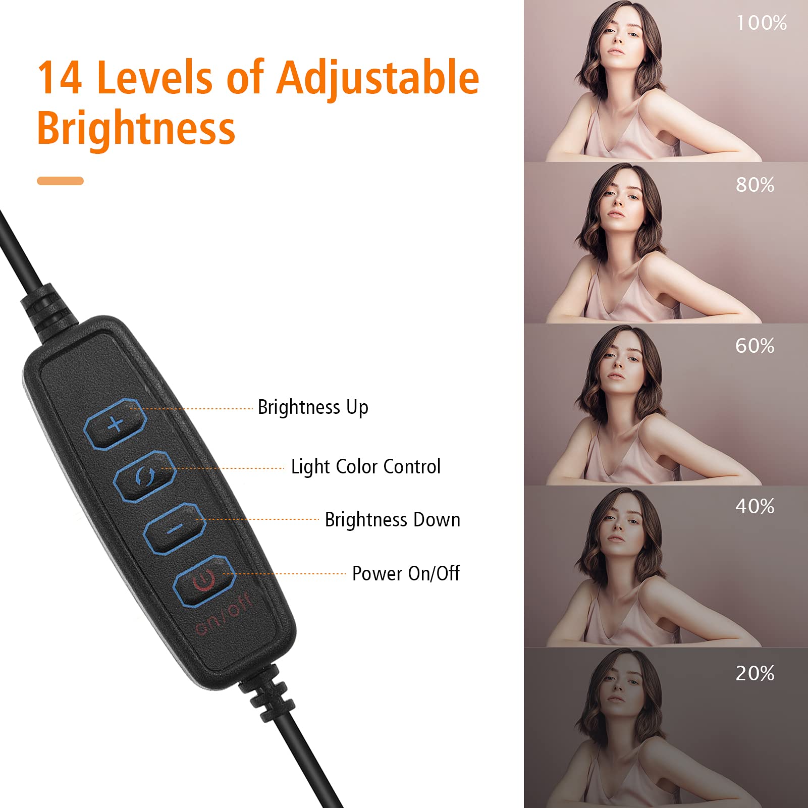 Andoer Andoer - Kit di illuminazione per videoconferenza USB, include luci video LED 3200K-5600K, dimmerabili, staffe di illuminazione pieghevoli per montaggio su scrivania, adattatore a sfera