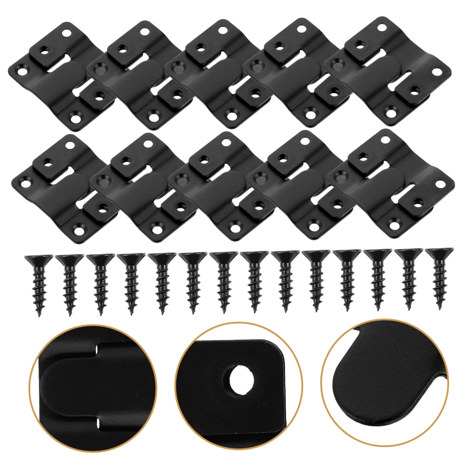 Ganchos para Colgar Cuadros, Acero Inoxidable Negro Varios tamaños 20 Piezas(4.4X4CM)