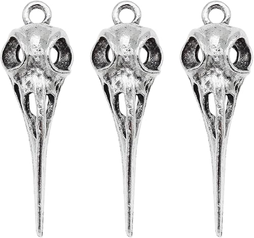 yaokan 40 dijes de aleación de plata de 1.417x0.433 in para Halloween, cuervo, cuervo, cráneo, cabeza de pájaro, colgante, joyería, collar, pulsera,