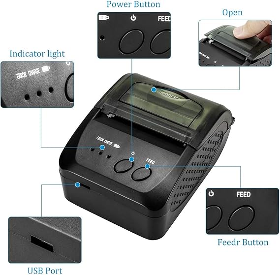 Mini Bluetooth Printer Wireless Thermal Receipt Ticket Printer For Mobile Phone Window 58mm 2inch Pos Machine(5809DD Case)
