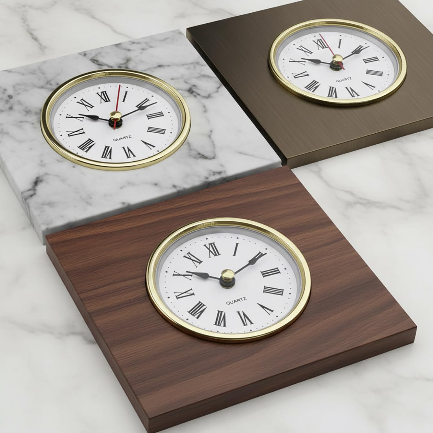 1 mini orologio da 65 mm, movimento rotondo, quadrante bianco, numeri romani, testa, mini decorazione per la casa (oro)