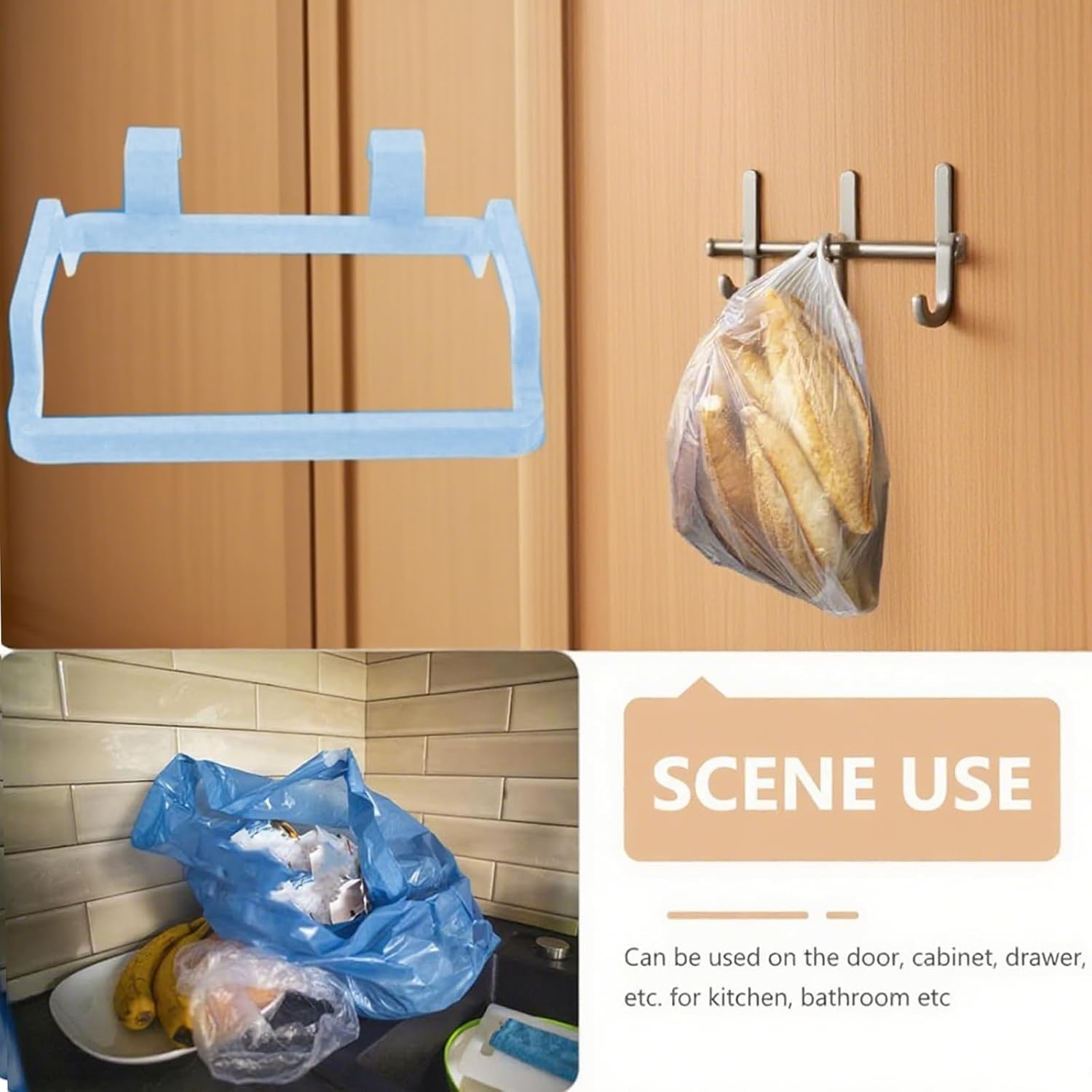 Set of 2 Hanging Trash Bag Holders Over Cabinet Door Garbage Rack No Drill Waste Bag Hanger for Kitchen Sink Office 2026 - view 4
